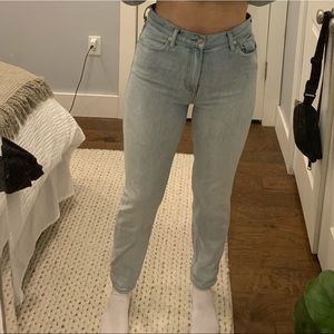 Light wash straight leg jeans